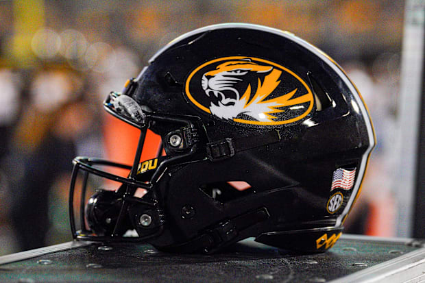 A general view of a Missouri Tigers helmet during the first half of the game against the Murray State Racers at Faurot Field.