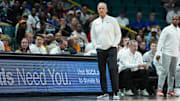 Nov 26, 2025; Las Vegas, NV, USA; Tennessee Volunteers head coach Rick Barnes looks on in the second half against the Kansas Jayhawks in the 2025 Players Era Festival third place game at MGM Grand Garden Arena. Mandatory Credit: Kirby Lee-Imagn Images
