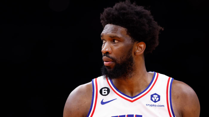Mar 25, 2023; Phoenix, Arizona, USA; Philadelphia 76ers center Joel Embiid (21) during the game