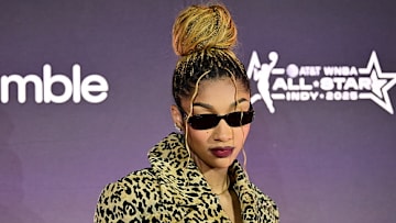 Chicago Sky's Angel Reese walks on the Orange Carpet ahead of the WNBA All-Star Game.