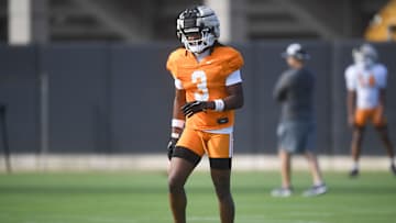 Tennessee’s Jermod McCoy (3) during a fall Tennessee football practice, in Knoxville, Tenn., Thursday, Aug. 8, 2024.