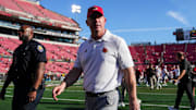Louisville head football coach Jeff Brohm walks off the field after the Cards' 51-17 win over Eastern Kentucky University at the Cardinals' season opener Saturday, August 30, 2025 at L&N Federal Credit Union Stadium in Louisville, Kentucky.