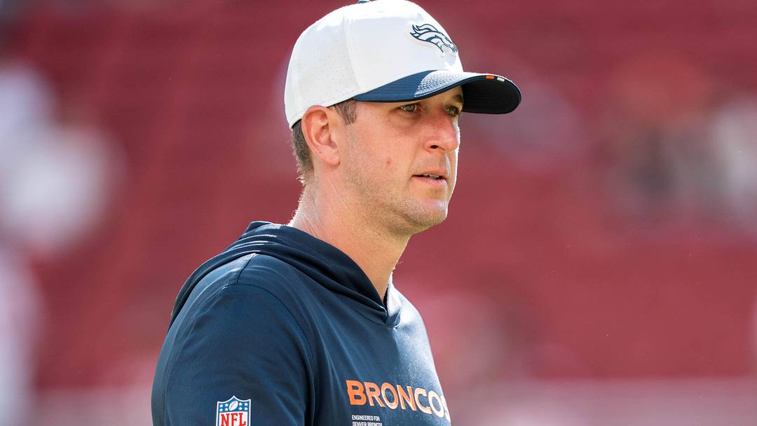 August 9, 2025; Santa Clara, California, USA; Denver Broncos offensive quality control coach Logan Kilgore before the game against the San Francisco 49ers at Levi's Stadium. Mandatory Credit: Kyle Terada-Imagn Images