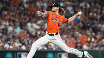 Houston Astros pitcher Josh Hader (71) throws against the Detroit Tigers during the eighth inning of game two of the Wildcard round for the 2024 MLB Playoffs at Minute Maid Park. 
