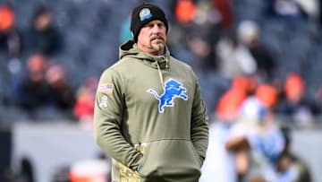 Nov 13, 2022; Chicago, Illinois, USA; Detroit Lions head coach Dan Campbell looks on before the game against the Chicago Bears at Soldier Field.