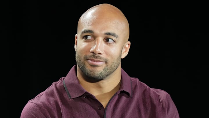 Former Los Angeles Chargers running back Austin Ekeler at the NFLPA Press Conference.