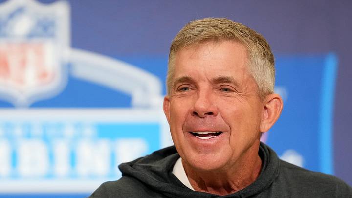 Feb 24, 2026; Indianapolis, IN, USA; Denver Broncos coach Sean Payton speaks at the NFL Scouting Combine at the Indiana Convention Center. Mandatory Credit: Kirby Lee-Imagn Images