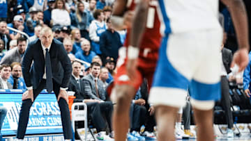 Kentucky head coach Mark Pope tried rally his team during the game against visiting Arkansas but the Wildcats lost to the Hogs 89-79 Saturday Feb. 1, 2025 at Rupp Arena in Lexington, Kentucky.