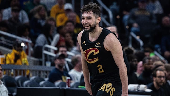 Apr 10, 2025; Indianapolis, Indiana, USA; Cleveland Cavaliers guard Ty Jerome (2) celebrates a made basket in the second half against the Indiana Pacers at Gainbridge Fieldhouse. Mandatory Credit: Trevor Ruszkowski-Imagn Images Apr 10, 2025; Indianapolis, Indiana, USA; Cleveland Cavaliers guard Ty Jerome (2) celebrates a made basket in the second half against the Indiana Pacers at Gainbridge Fieldhouse. Mandatory Credit: Trevor Ruszkowski-Imagn Images