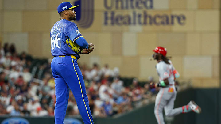 Minnesota Twins reliever Jorge Alcala gave up Elly De La Cruz's first career grand slam after the Reds broadcast jinxed him.