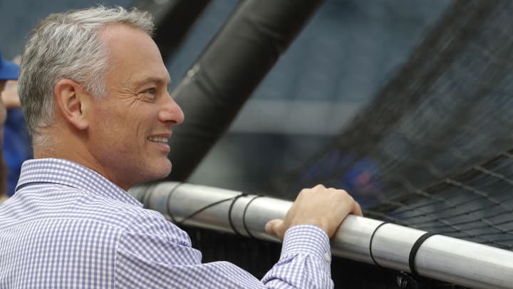 Aug 24, 2023; Pittsburgh, Pennsylvania, USA;  Chicago Cubs president Jed Hoyer looks on at the batting cage before the game against the Pittsburgh Pirates at PNC Park.