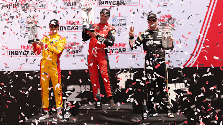 Alex Palou, Chip Ganassi Racing, Will Power and Scott McLaughlin, Team Penske