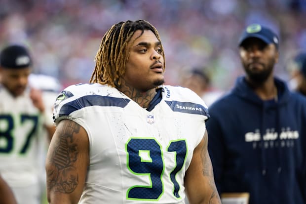 Seattle Seahawks defensive tackle Byron Murphy II (91) against the Arizona Cardinals.