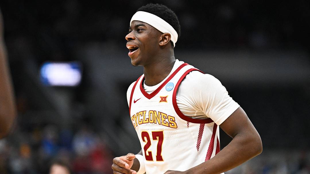 Mar 22, 2026; St. Louis, MO, USA; Iowa State Cyclones guard Killyan Toure (27) reacts during the second half against the Kentucky Wildcats during a second round game of the men's 2026 NCAA Tournament at Enterprise Center. Mandatory Credit: Jeff Le-Imagn Images Mar 22, 2026; St. Louis, MO, USA; Iowa State Cyclones guard Killyan Toure (27) reacts during the second half against the Kentucky Wildcats during a second round game of the men's 2026 NCAA Tournament at Enterprise Center. Mandatory Credit: Jeff Le-Imagn Images