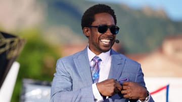 Sep 16, 2023; Boulder, Colorado, USA; Desmond Howard on the set of ESPN College GameDay prior to the game between the Colorado Buffaloes and the Colorado State Rams at Folsom Field. Mandatory Credit: Andrew Wevers-USA TODAY Sports