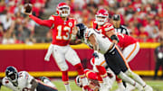 Austin Booker tries to sack Chiefs quarterback Chris Oladokun in preseason play. Booker has potential but that isn't enough.