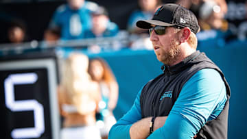 Jacksonville Jaguars head coach Liam Coen watches his team warm up before an NFL scrimmage at EverBank Stadium Friday August 1, 2025, in Jacksonville, Fla. [Doug Engle/Florida Times-Union]