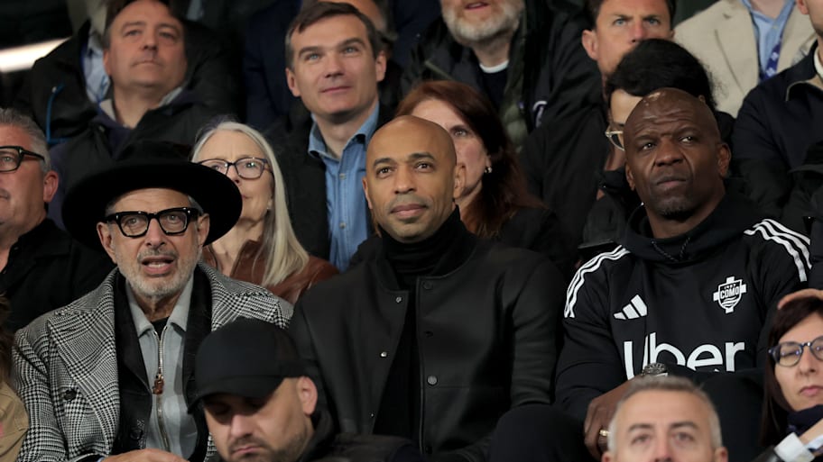 Jeff Goldblum, Thierry Henry and Terry Crews at a Como match