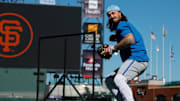 May 19, 2025; San Francisco, California, USA;  Kansas City Royals third baseman Jonathan India (6) fields grounders before the game against the San Francisco Giants at Oracle Park. Mandatory Credit: Sergio Estrada-Imagn Images