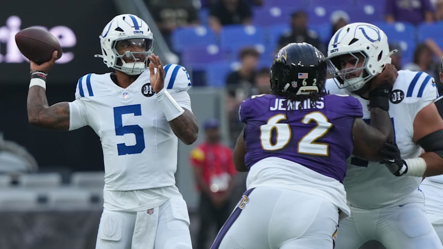 Anthony Richardson is battling with Daniel Jones for QB1 this preseason.  | Mitch Stringer-Imagn Images