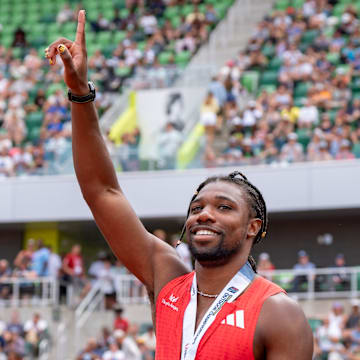 Noah Lyles won the 200 meters at the USA Track and Field Championships but got into a confrontation with runner-up Kenny Bednarek after.