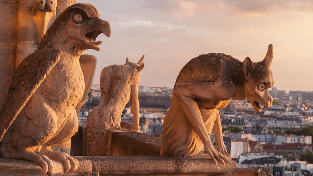 Gargoyles at the Notre-Dame Cathedral in Paris.
