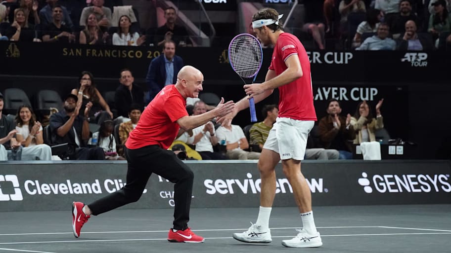 Andre Agassi was demonstrative in his support for Team World at the Laver Cup.