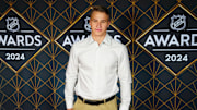 Jun 27, 2024; Las Vegas, Nevada, USA; Ivan Demidov appears on a red carpet before the start of the 2024 NHL Awards at Fontainebleau Las Vegas. Mandatory Credit: Stephen R. Sylvanie-Imagn Images