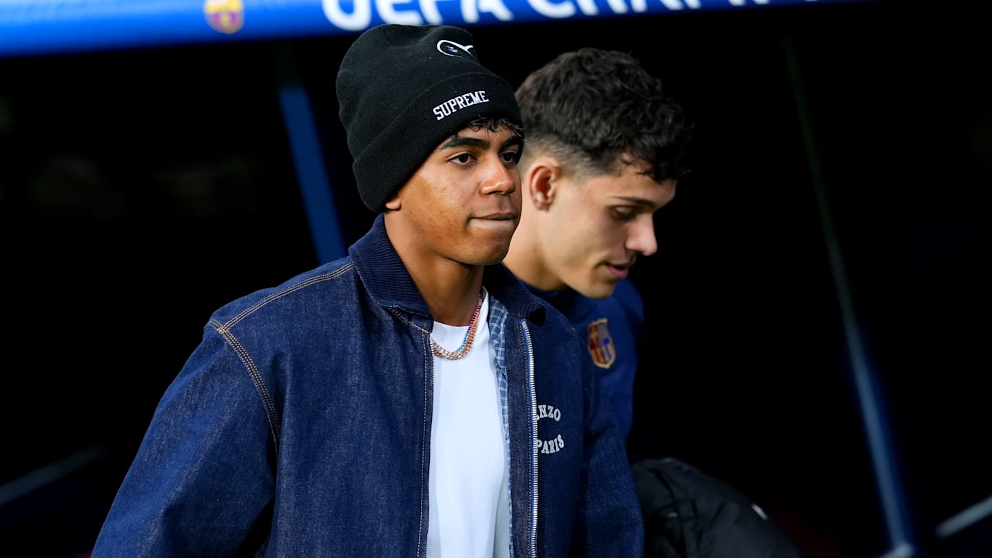 Lamine Yamal spotted in style during Barcelona's Champions League
