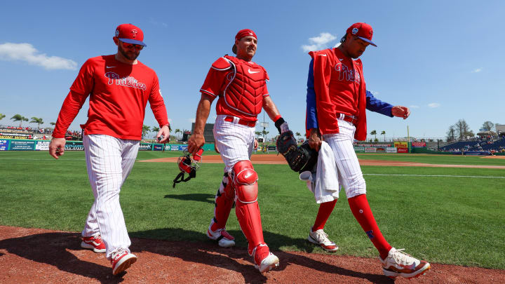 Philadelphia Phillies J.T. Realmuto and Taijuan Walker, Spring Training in Clearwater, Florida