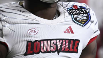 Dec 27, 2023; San Diego, CA, USA; A detailed view of a Louisville Cardinals player wearing a Holiday Bowl patch during the second half against the USC Trojans at Petco Park. 