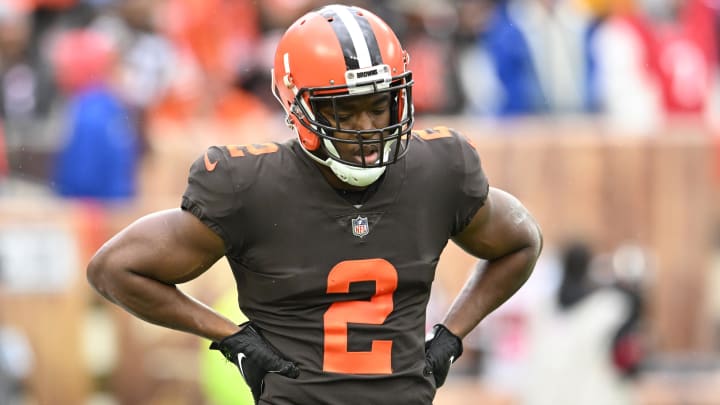 Nov 27, 2022; Cleveland, Ohio, USA; Cleveland Browns wide receiver Amari Cooper (2) walks off the field after the end of the first half at FirstEnergy Stadium. Mandatory Credit: Ken Blaze-USA TODAY Sports