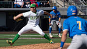 Oregon’s Sam Boyle pitches against UCLA with the bases loaded during the 7th inning at PK Park in Eugene.
