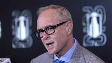 May 14, 2025; Toronto, Ontario, CAN; Florida Panthers head coach Paul Maurice during the post game media conference after game five of the second round of the 2025 Stanley Cup Playoffs against the Toronto Maple Leafs at Scotiabank Arena. Mandatory Credit: John E. Sokolowski-Imagn Images