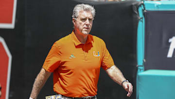 Sep 3, 2022; Miami Gardens, Florida, USA; University of Miami Athletic Director Dan Radakovich walks on the field prior to the game against Bethune Cookman Wildcats at Hard Rock Stadium. Mandatory Credit: Sam Navarro-Imagn Images