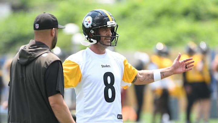 Pittsburgh Steelers quarterback Aaron Rogers during minicamp at their South Side facility.