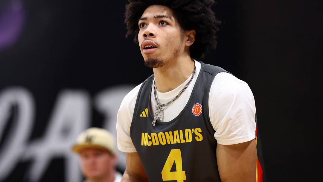 Mar 30, 2026; Goodyear, AZ, USA; Tyran Stokes during the McDonalds All American Jam Fest at Millennium High School. Mandatory Credit: Mark J. Rebilas-Imagn Images