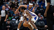 Jan 19, 2024; Orlando, Florida, USA; Orlando Magic guard Jalen Suggs (4) guards Philadelphia 76ers point guard Tyrese Maxey (0) in the third quarter at KIA Center. Mandatory Credit: Jeremy Reper-Imagn Images
