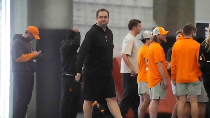 Tennessee head coach Josh Heupel during Tennessee Pro Day 2025, at University of Tennessee, Tuesday, March 11, 2025.