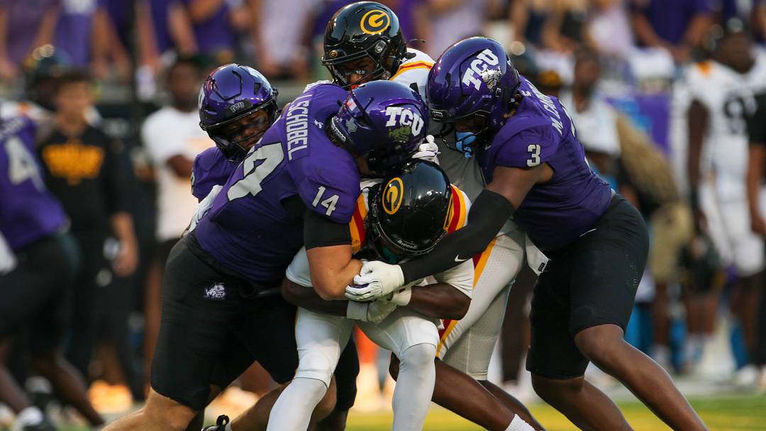 TCU held Grambling to 210 total yards and forced two interceptions, including a 67-yard interception return for a touchdown. TCU held Grambling to 210 total yards and forced two interceptions, including a 67-yard interception return for a touchdown.
