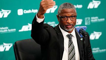 New York Jets Head Coach Aaron Glenn, is shown as he speaks during a press conference, at the Atlantic Health Jets Training Center, Monday, January 27, 2025, in Florham Park. Glenn spoke about not just getting the Jets to a winning record but to sustain them as a championship caliber team.