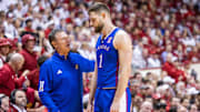 With Hunter Dickinson back for a fifth season, the Kansas Jayhawks are ranked No. 1 in the preseason AP Top 25 men's basketball poll.