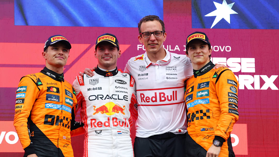 Lando Norris, Max Verstappen, Hugh Bird, Oscar Piastri, Formula 1