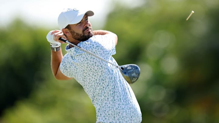 Wesley Bryan tees off during the second round of the 2025 Puerto Rico Open
