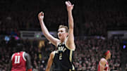 Purdue Boilermakers guard Fletcher Loyer (2) celebrates after a play