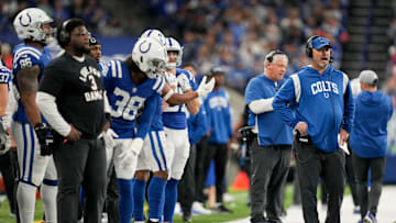 Indianapolis Colts Defensive Coordinator Gus Bradley watches the action on the field Sunday, Jan. 8,