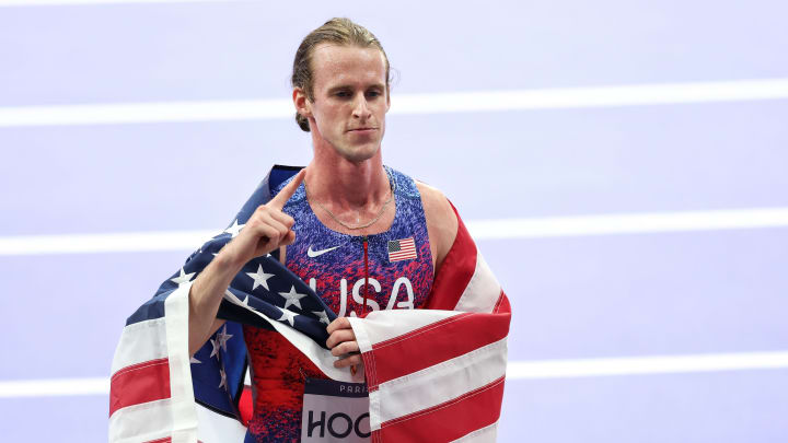 Hocker set an Olympic record and shocked the field on Tuesday to win gold in the men's 1,500.