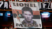 Tifo en l'honneur de Messi lors du match Newell's Old Boys - River Plate durant la saison 2019-2020