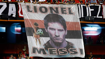 Tifo en l'honneur de Messi lors du match Newell's Old Boys - River Plate durant la saison 2019-2020