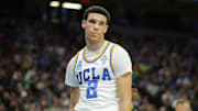 Mar 17, 2017; Sacramento, CA, USA; UCLA Bruins guard Lonzo Ball (2) reacts on the court against the Kent State Golden Flashes in the first round of the 2017 NCAA Tournament at Golden 1 Center. Mandatory Credit: Kelley L Cox-Imagn Images